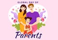 Global Day of Parents Illustration with Importance of Being a Parenthood and its Role in Kids in Flat Cartoon Hand Drawn