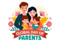 Global Day of Parents Vector Illustration with Importance of Being a Parenthood with Togetherness Mother Father Kids Concept