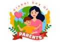 Global Day of Parents Vector Illustration with Importance of Being a Parenthood with Togetherness Mother Father Kids Concept