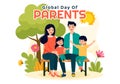 Global Day of Parents Vector Illustration with Importance of Being a Parenthood with Togetherness Mother Father Kids Concept