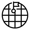 Global destination pinpointing a specific location on earth with a flag icon