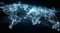 Global Digital Connection and World Communication Network Visualization with Glowing Blue Map Royalty Free Stock Photo
