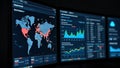 Global Digital Network Activity Monitoring and Data Analysis Dashboard Royalty Free Stock Photo