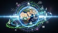 Global Digital Network Connecting Earth With Data Servers and Cloud Technology Orbiting the Planet in Space Royalty Free Stock Photo