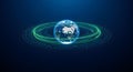 Global Digital Network and Data Flow Surrounding Planet Earth, Visualizing Worldwide Connectivity, Technology, and Communication Royalty Free Stock Photo