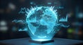 Global digital network encapsulated in a futuristic glass orb showcasing interconnected technology Royalty Free Stock Photo