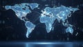 Global Digital Network Map with Connected Dots Royalty Free Stock Photo