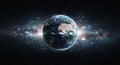 Global digital network surrounding the Earth planet Royalty Free Stock Photo