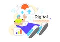 Global Digital Transformation Vector Illustration Featuring Modern Technology Innovation, Business Growth, And Future Connectivity Royalty Free Stock Photo