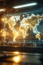 Global Digital World Map Glowing Network, Portrait Images Generative AI Royalty Free Stock Photo