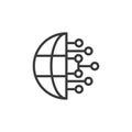 Global digitalization, icon in line design. Global, digitalization, technology, network, connectivity, world, internet