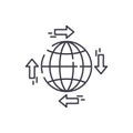 Global distribution line icon concept. Global distribution vector linear illustration, symbol, sign