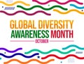 Global Diversity awareness month colorful wallpaper with shapes and typography. Celebrating diversity awareness month, background Royalty Free Stock Photo