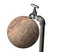 Global drought concept, dry planet earth with a water tap. Royalty Free Stock Photo