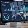 Global E-Commerce Analytics Dashboard Display Royalty Free Stock Photo