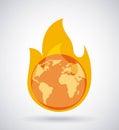 Global earth burning fire climate change concept