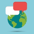 Global earth world bubble speech message Royalty Free Stock Photo