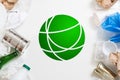 Global ecology waste management sorting recycling Royalty Free Stock Photo