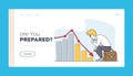 Global Economic Crisis, Defaulted Economy, Sale Drop Landing Page Template. Businessman Look on Chart Go Down, Decrease Royalty Free Stock Photo