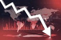 Global Economic Downturn Visualized with 3D Arrow and Charts Royalty Free Stock Photo