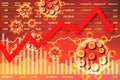 Global economic investment on stock market index down panic because of Chinese Coronavirus.