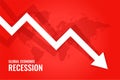 Global economic recession downfall arrow red background