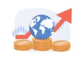 Global economy abstract concept vector illustrations. Financial investments, broker. Stock market and capital.