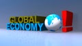 Global economy on blue Royalty Free Stock Photo