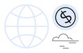 Global Economy Concept with Globe, Dollar Sign, and Cloud Elements Royalty Free Stock Photo
