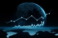 Global economy trend with forex graphs and world silhouette.