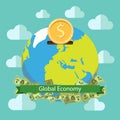 Global economy world savings vector illustration design. Global investment.