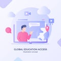 Global education access international development training with modern flat cartoon style