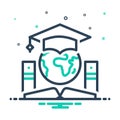 Mix icon for Global Education, global and technology Royalty Free Stock Photo