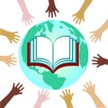 Global education icon logo Diversity hands Royalty Free Stock Photo