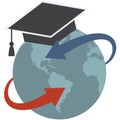 Global education icon, online university vector symbol Royalty Free Stock Photo