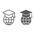 Global education line and glyph icon, e learning Royalty Free Stock Photo