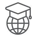 Global education line icon, e learning Royalty Free Stock Photo