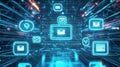 Global email network, data flow, digital communication, technology background Royalty Free Stock Photo