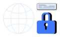 Global Encryption and Cybersecurity Concept with Globe, Lock, and Data Block Royalty Free Stock Photo