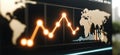 Global energy demand curve with rising trends and statistics