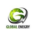 Global energy lightning initial letter G logo concept design template