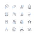 Global exchange line icons collection. Collaboration, Diversity, Trade, Import, Export, Communication, Multiculturalism