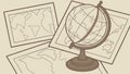 Global Exploration: Desk with World Globe and Maps, vector design Generative AI Royalty Free Stock Photo
