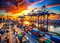 Global Export Logistics Modern Port Operations and Shipping Container Efficiency