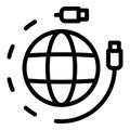 Global fiber internet icon outline vector. Wire speed