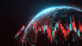 Global finance digital globe stock market financial chart data visualization trading neon light technology abstract background Royalty Free Stock Photo