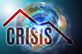 The global financial crisis, the global economic downturn. Graph of decline and the word crisis on the background of the globe Royalty Free Stock Photo