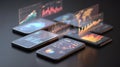Global Financial Data Management and Stock Market Analytics on Multiple Mobile Devices Royalty Free Stock Photo