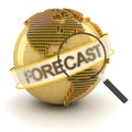 Global financial forecast symbol with globe, 3d Royalty Free Stock Photo