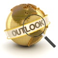 Global financial outlook symbol with globe, 3d Royalty Free Stock Photo